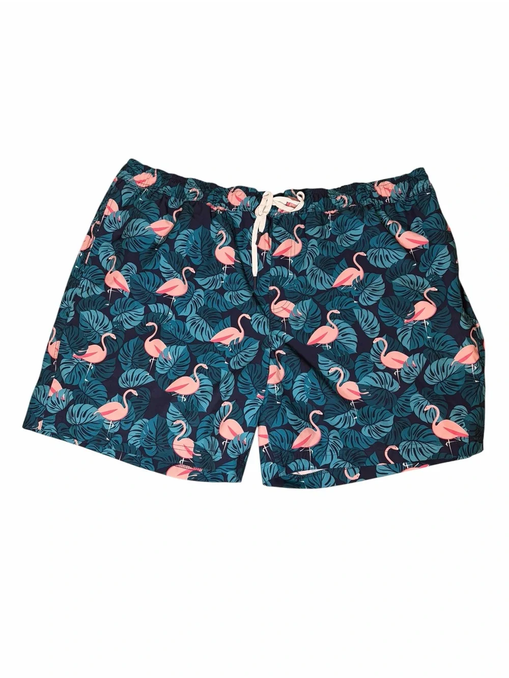 Men's Member’s Mark Navy & Pink Flamingo Tropical Print Swim Shorts Size XXL